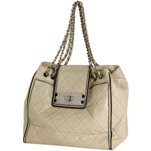 Chanel East West 2.55 Chain Tote Bag Matelasse Leather Ivory